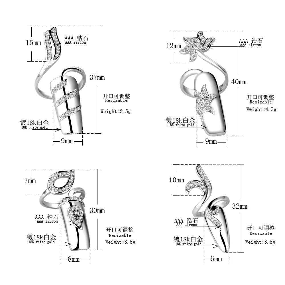 Модные креативные для ногтей кольцо 925 пробы серебряные кольца для Для женщин вечерние ювелирные изделия аnel аnillos для Aneis Ювелирные Изделия Bague подарок
