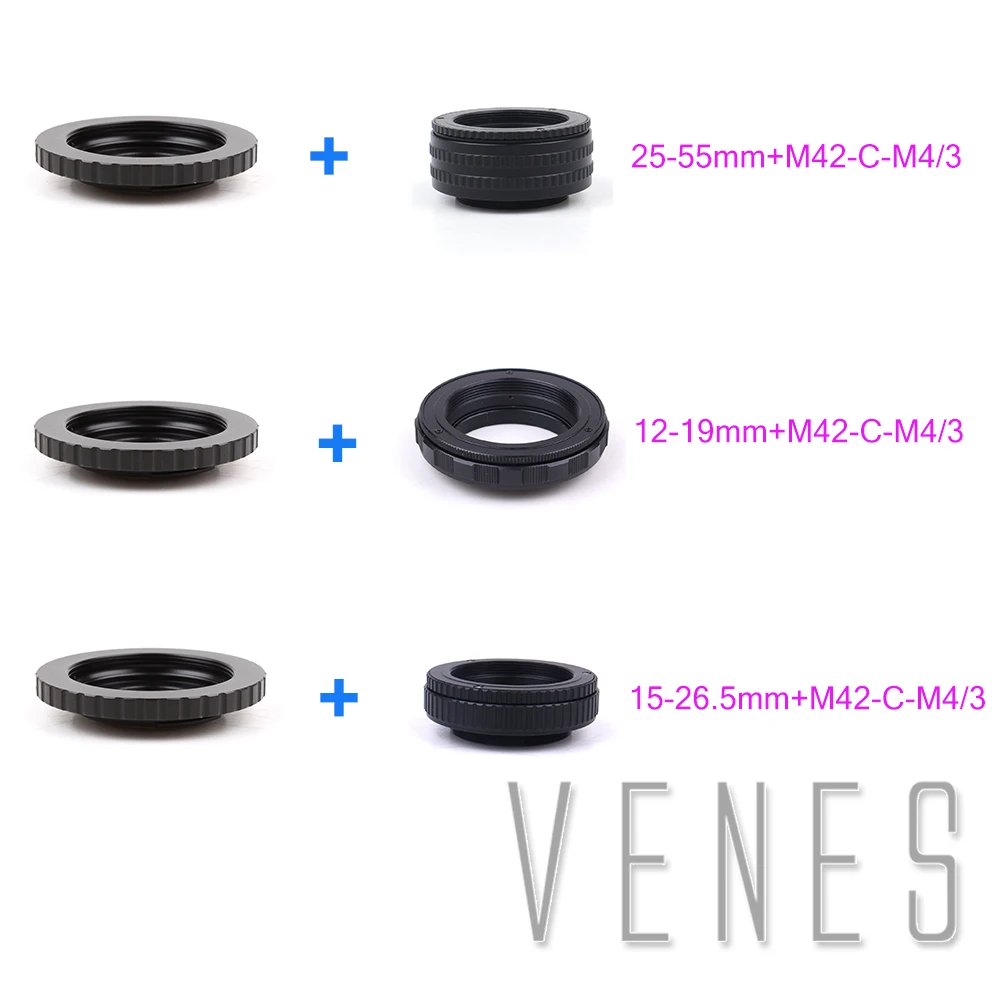 

25-55mm/12-19mm/15-26.5mm + Lens Adapter M42/C Mount Lens-M4/3 camera M42 Lens Adjustable Focusing Helicoid Macro Tube Adapter