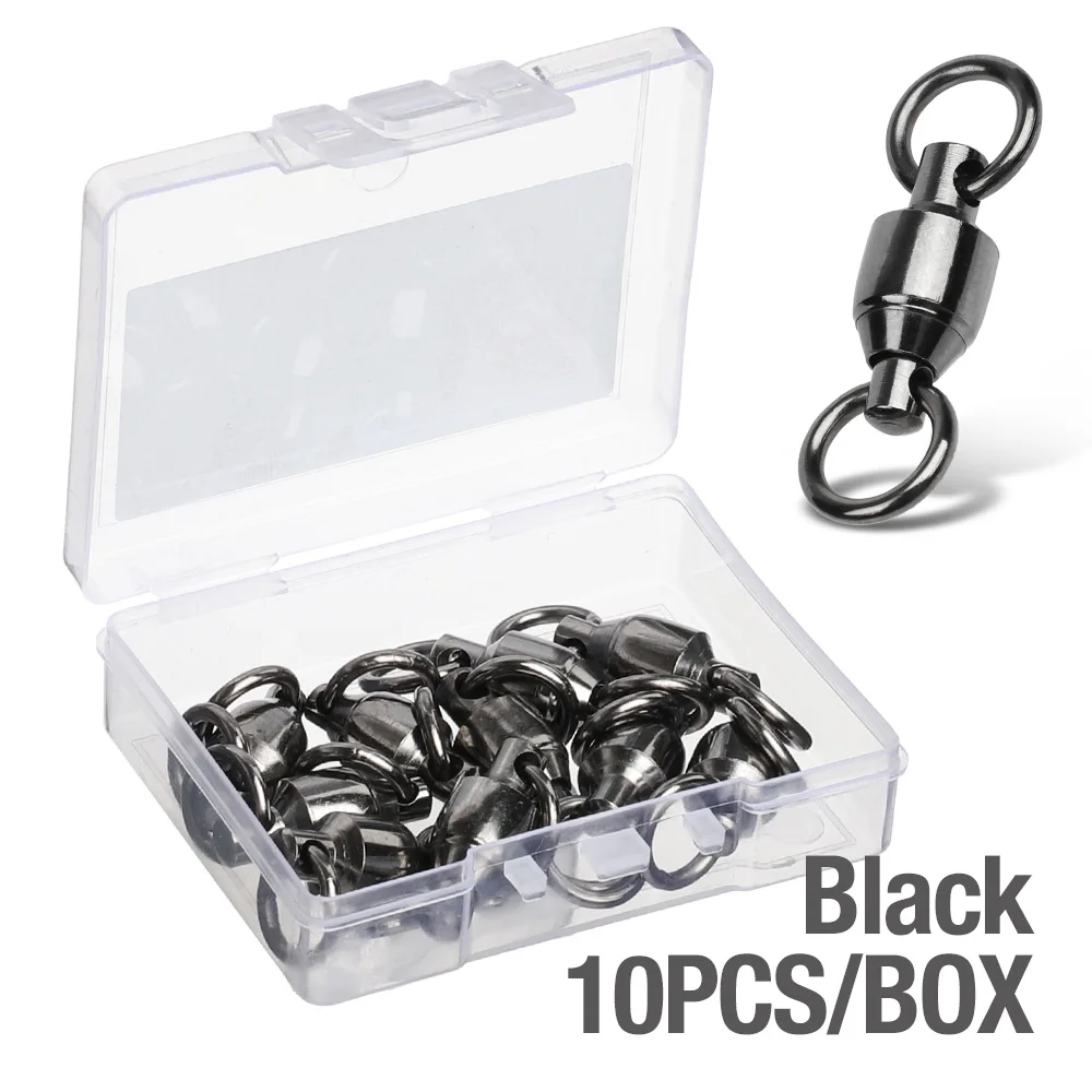DONQL 10/20/50/pcs/lot Bearing Heavy Duty Fishing Lures Connector Rolling Swivels Stainless Steel Solid Rings Connector 0#- 8 - Цвет: 10 pcs black