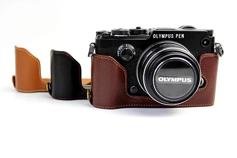 Жесткий чехол из натуральной кожи для Olympus PEN-F, ручка F PENF, сумка для камеры, чехол для аккумулятора