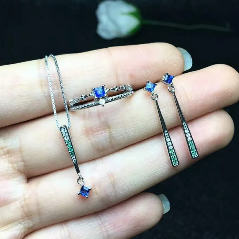 Fidelity Natural Sri Lanka sapphire s925 sterling silver fine jewelry