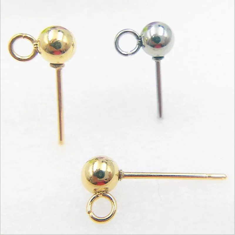 10pcs Silver Gold 316L Stainless Steel Ball Stud Earring Pins/ Ear Base
