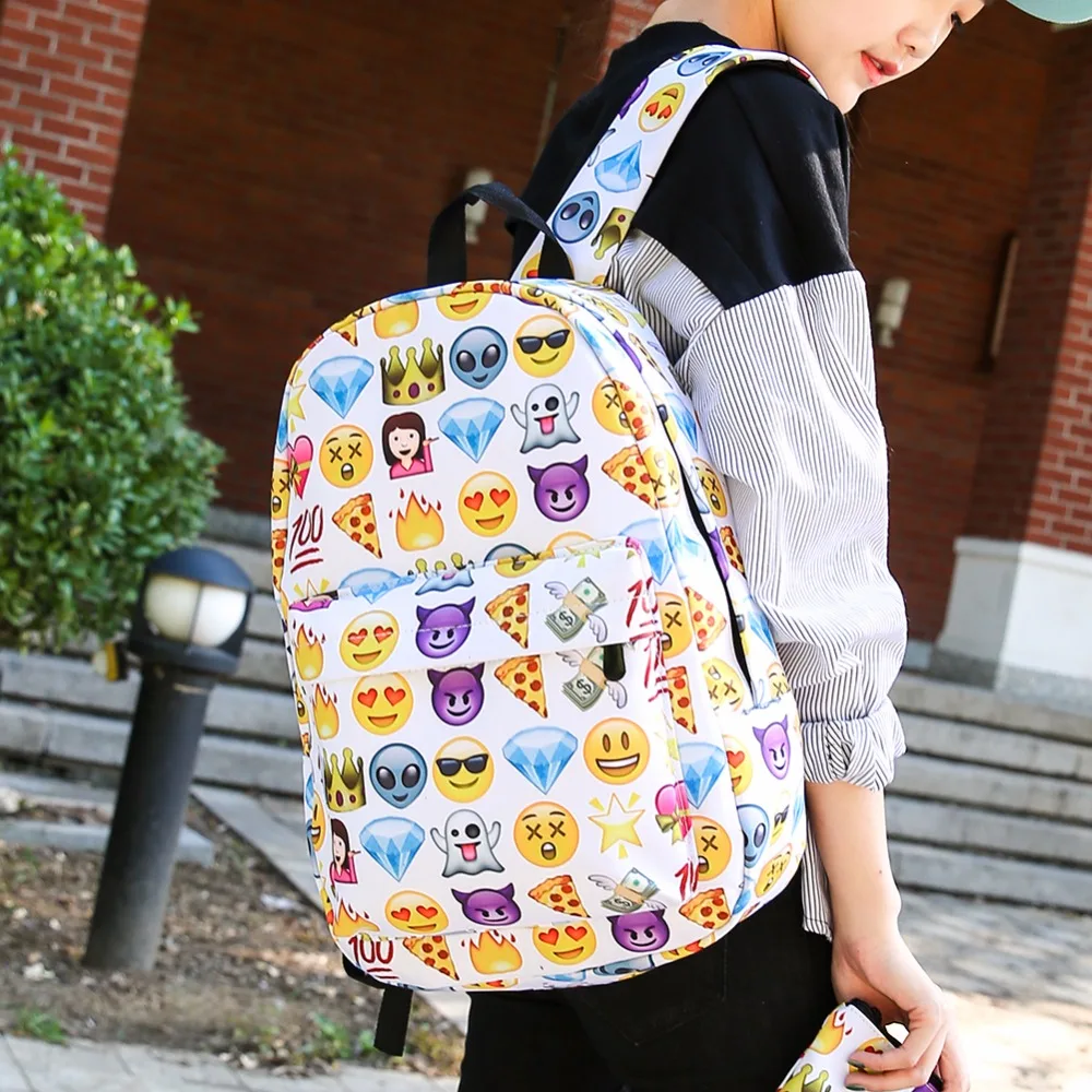 

1Pc Emoji Backpack 3D Cute Smile Printing Backpack Waterproof Nylon Backpacks for Teenage Girls Travel School Bag Bolsa Mochila
