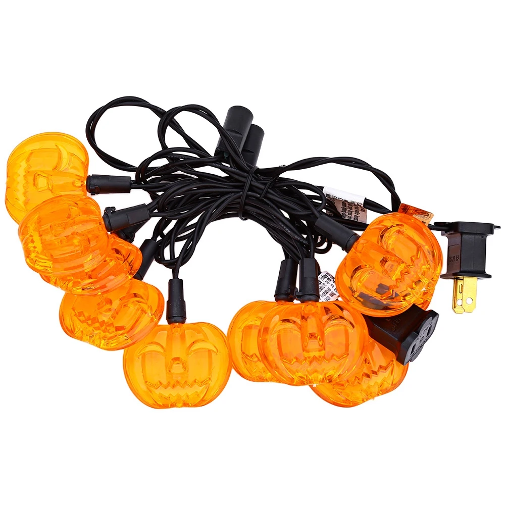 10 LEDs Halloween Pumpkin String Lamp Hallowmas Festival Party Holiday Decorative Lantern Light 2M /AC 110V /US plug | Дом и сад