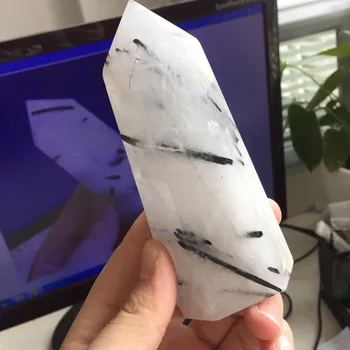 

dohaibogoo helaing crystals--4.5inch Black Tourmaline Quartz Point Wand Amazing gifts 2019 Christmas decoration for home