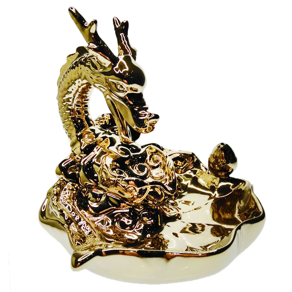 Decorative Ceramic Incense Burner Holder Home Decoration Golden Dragon Porcelain Backflow Waterfall Censer
