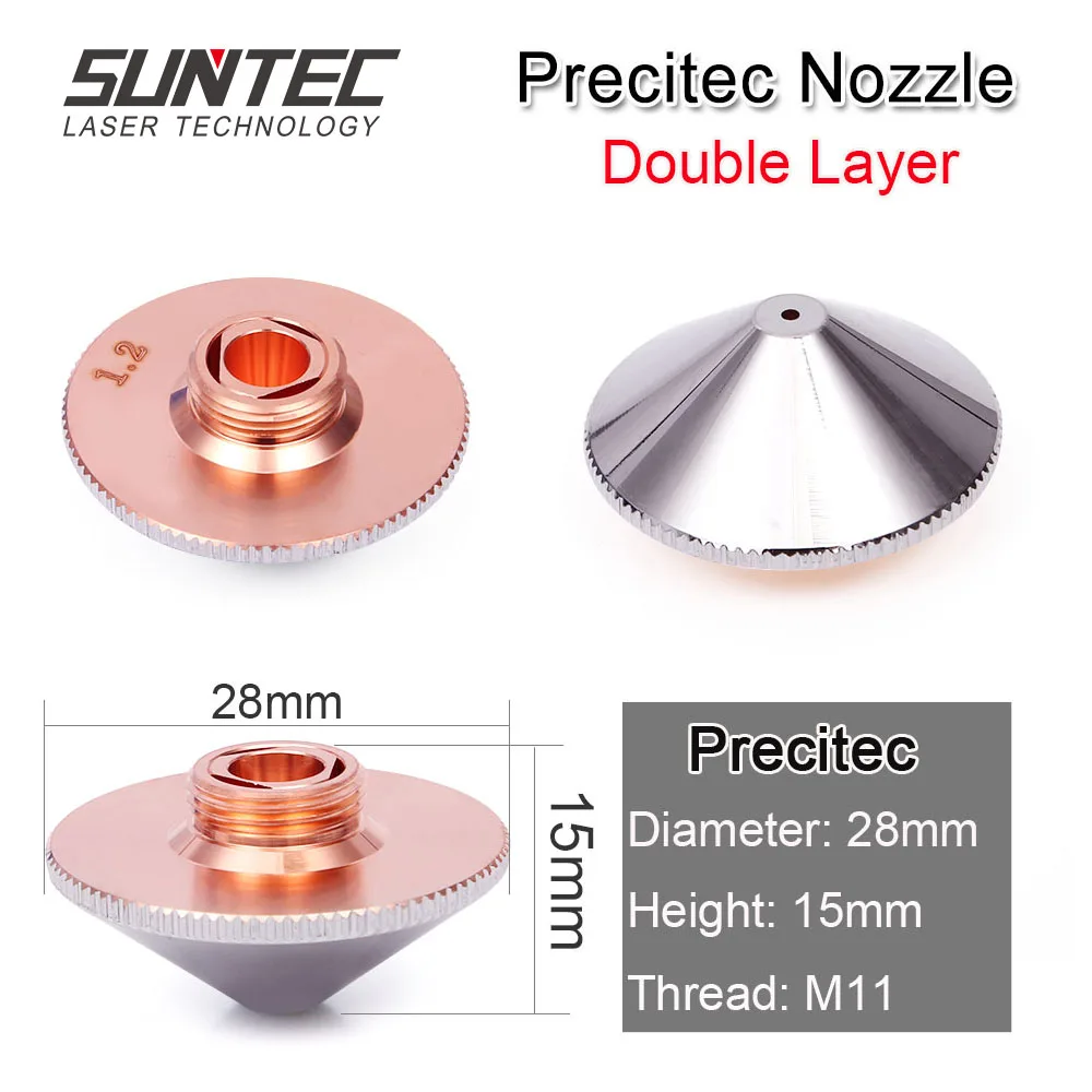 

Suntec precitec double layer nozzle Dia.28mm 0.8-5.0mm like P0591-573-00015 Fit for precitec/Durma/WSX 10pcs/Lot