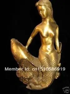 

Old Bronze Brass Nude Siren Mermaid Statue Sculpture