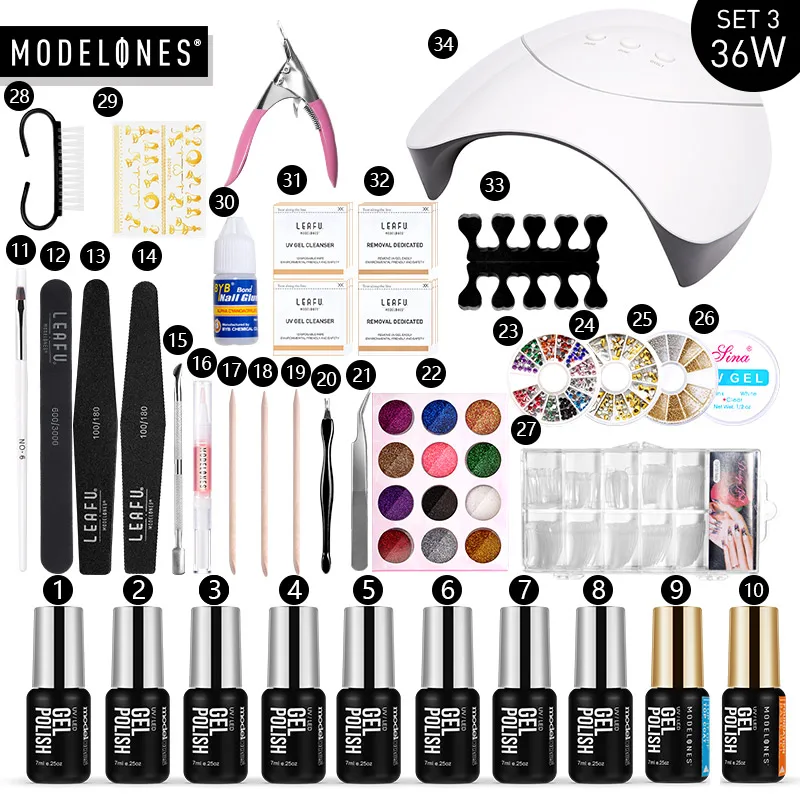 Modelones, умный датчик, светодиодная лампа, инструменты для ногтей, электрические сверла, наборы, замачиваются, УФ Гель-лак, маникюрные инструменты для ногтей, набор гелей