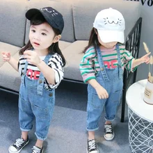 Детские брюки хлопковые брюки на подтяжках комбинезон для девочек Комбинезон для девочек и мальчиков детские штаны рост от 70 до 120 см