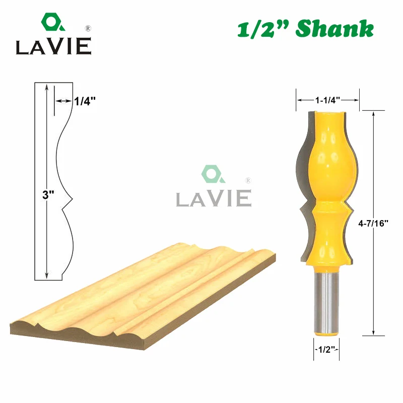US $23.54 Lavie 2pcs 12mm 12 Large Reversible Crown Molding Router Bit Set Armrest Line Groove Milling Cutters For Wood Working Mc03050