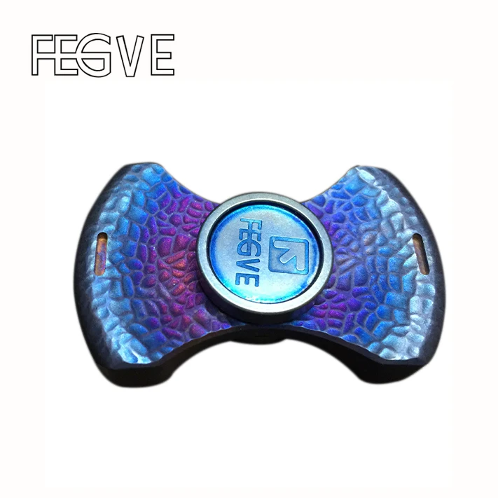 

New FEGVE Fidget Spinner Metal EDC Torqbar Hand Spinner Titanium Alloy Stone Pit Grilled Blue Ceramic Bearings Handspinner Toy