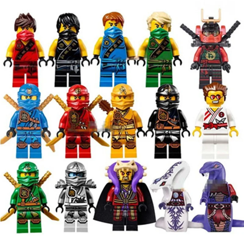 15pcs lot Ninja Figure Blocks Kai Jay Cole Zane Nya Lloyd Compatible With Legoingly Ninjagoed TOYS