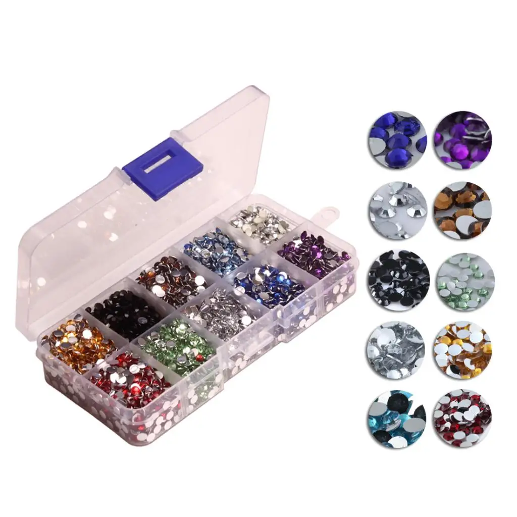 9000 Pieces Flat Back Resin Rhinestones Gem Diamante Crystal 4mm DIY Craft