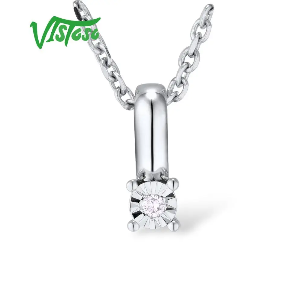 VISTOSO Pure 14K 585 белое золото сверкающая иллюзия набор чудо тарелка алмазный кулон