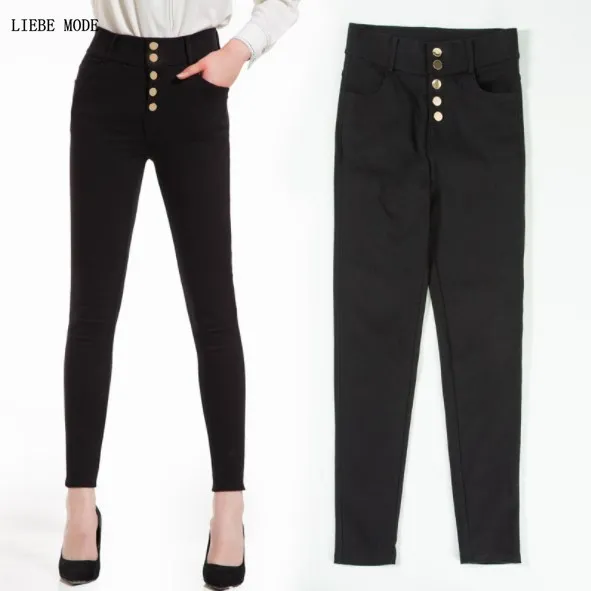 

Button Fly Leggings for Women Autumn Skinny Black Leggings High Waisted Pencil Pants Plus Size Womens Stretch Leggings 5XL 6XL