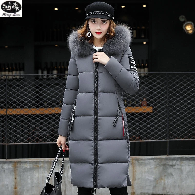 

2018 The Latest Series Of Winter Korean Hooded Coat Large Fur Collar Long Paragraph Women Slim Down Cotton WL6
