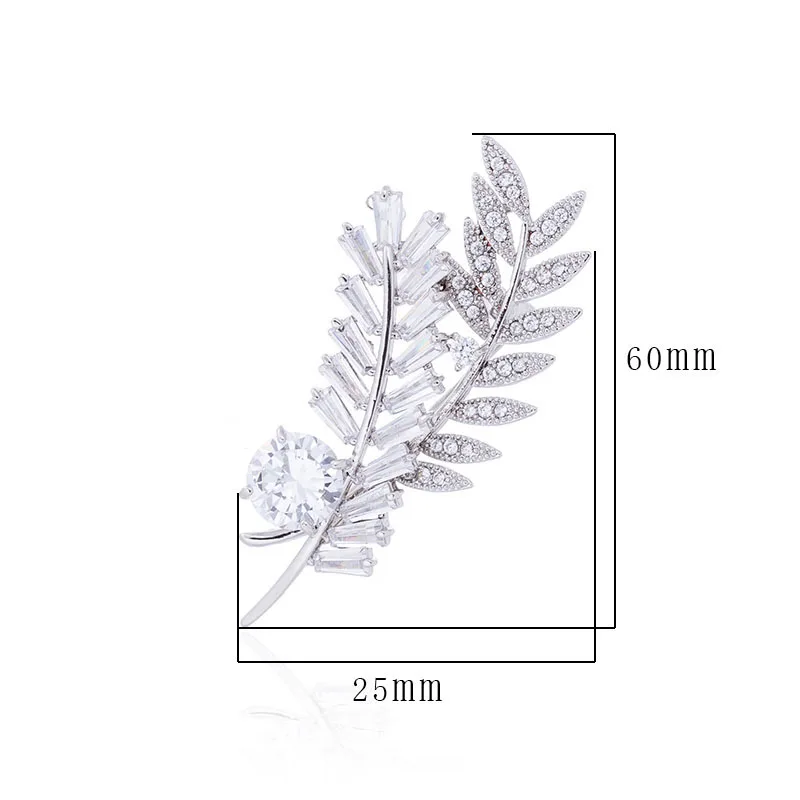 Crystal Rhinestone Leaf Brooch Silver Plated and Gold Color Metal Women Fashion Leaf Pin Jewelry Brooches Party Wedding Gift (5)