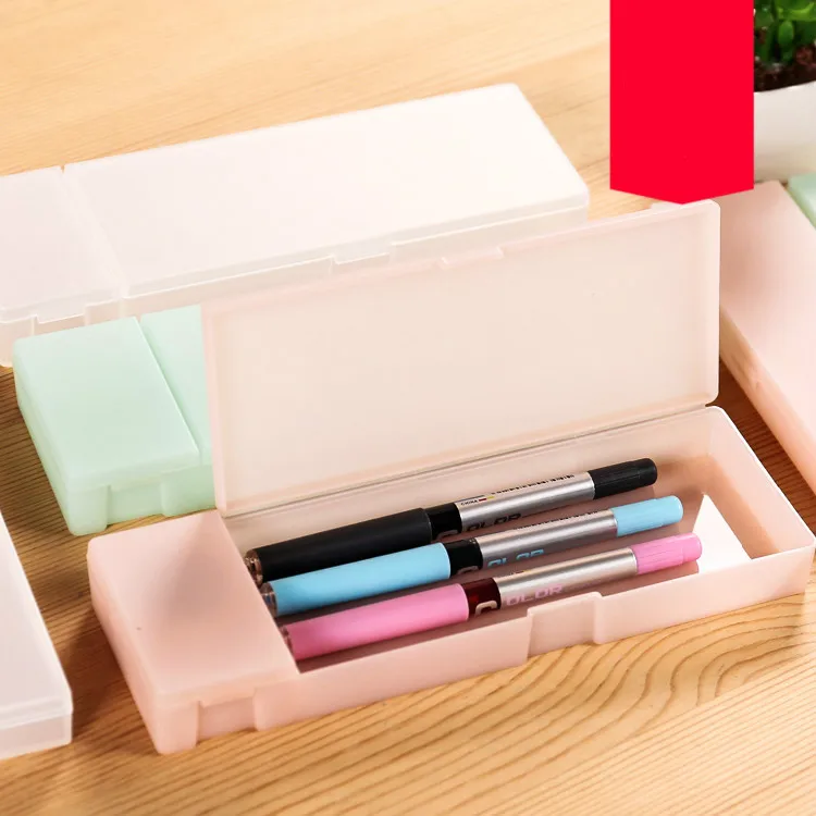 

Hot selling style simple stationary box minimalist candy-colored translucent pencil box