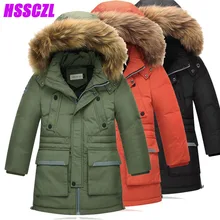HSSCZL garçons vers le bas manteau d’hiver épaississent garçon vestes grand fourrure naturelle collchildren veste survêtement pardessus long détachable manteaux