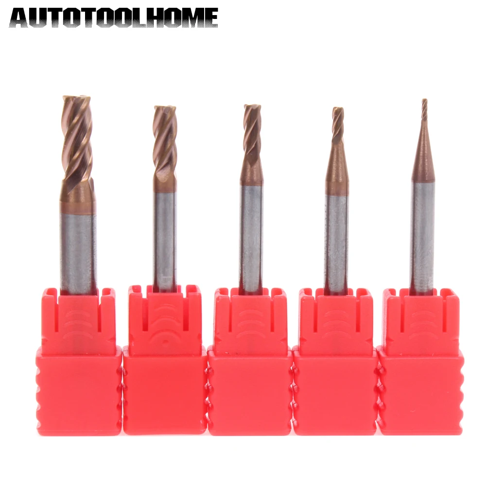 5PC 4 Flutes 1 2 3 4 5mm Milling Cutter Straight Shank Tungsten End Mill Bits Set for Stainless