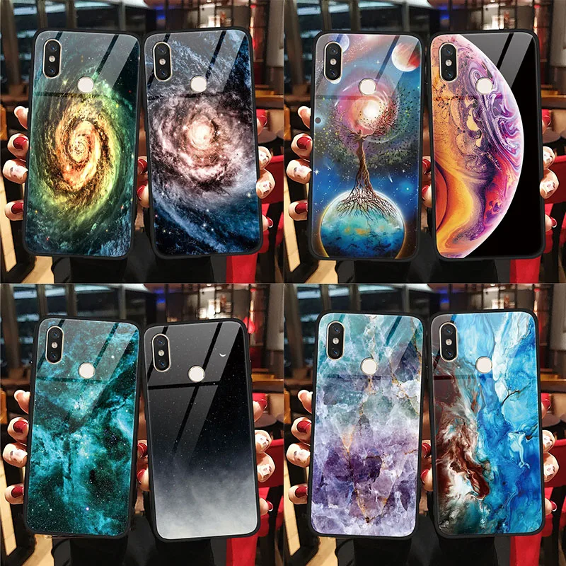 

Star Cover Case For Xiaomi Redmi Mi 8 9 SE Lite Explorer A2 6X 5S 6 Mix 2 2S Max 3 S2 Note 5 6 Pro Plus Tempered Glass TPU Case