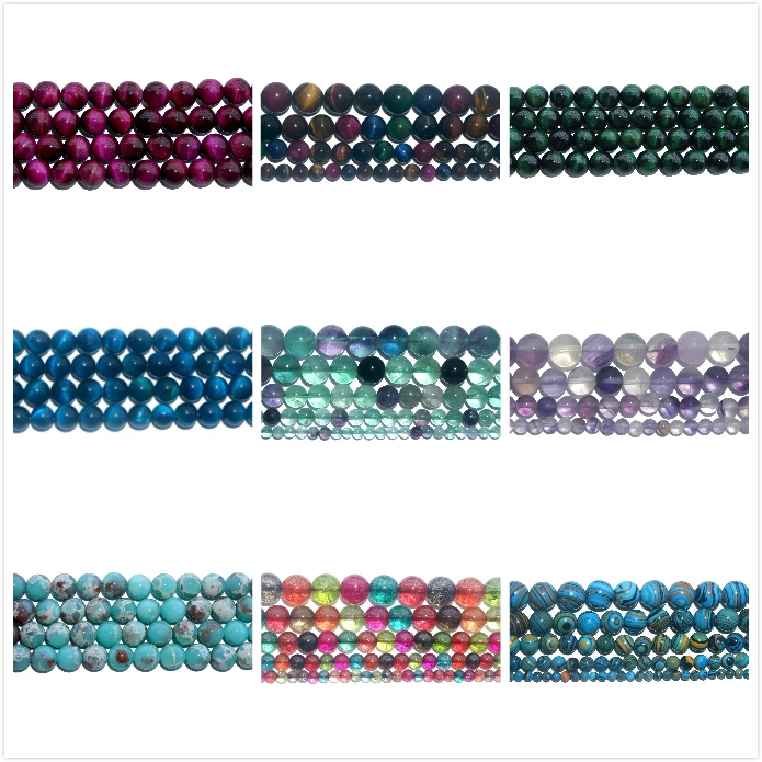

4 6 8 10 12 MM Natural Stone Beads Agates crystal Jades Tiger Eye Stone Beads For Jewelry Making DIY Bracelet Necklace Material