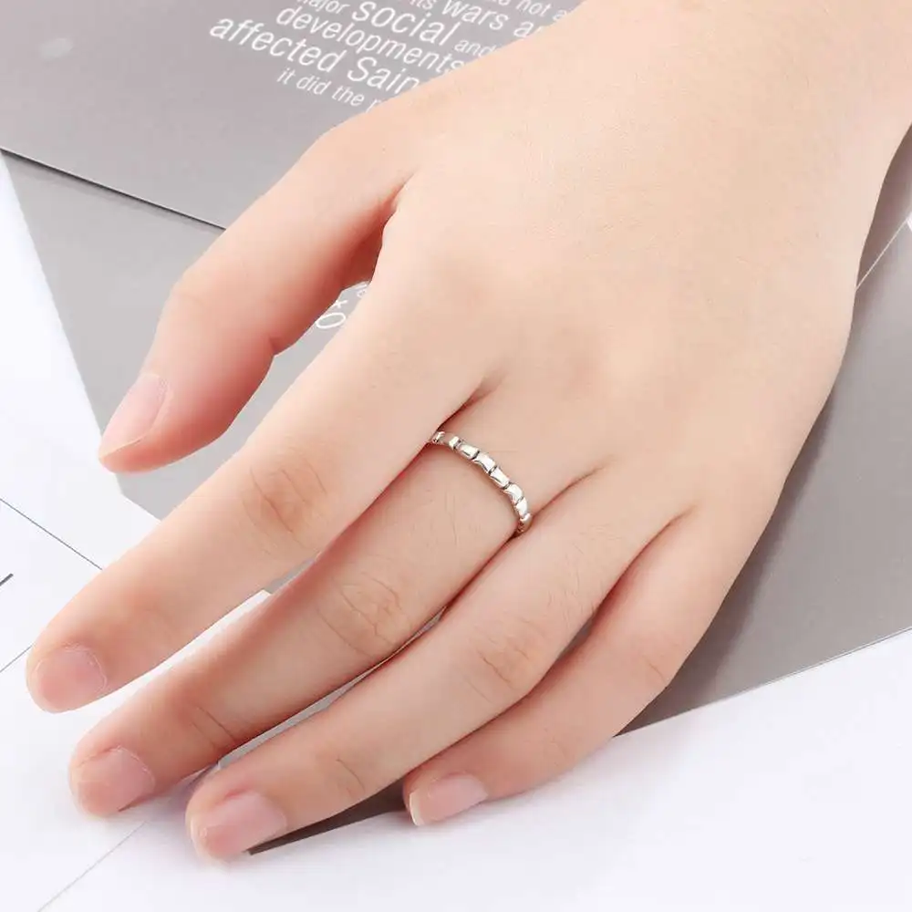 Fashion OL Jewelry 925 Sterling Silver Ring 2mm Width Female Party Rings For Women Gift For Girlfriend (JewelOra RI102853)