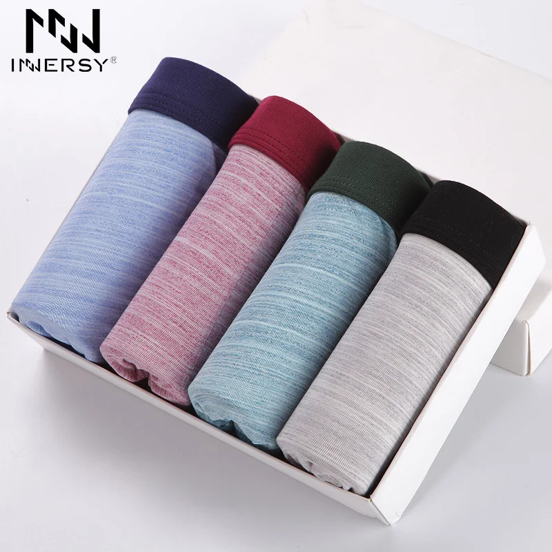 

Innersy Panties Mens 4Pcs\lot Boxers Mens Underwear Modal Boxer Men Pure Color Boxer Shorts Soft Boxers Mens Underwear Big
