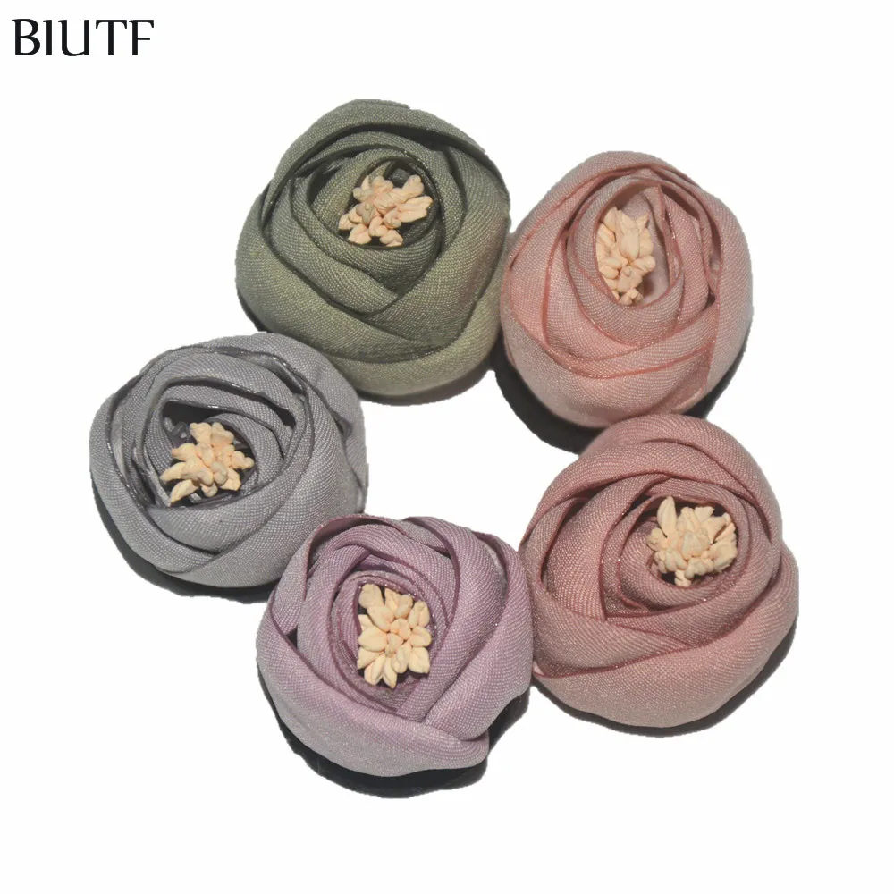 

15pcs/lot 3.0cm 3D Mini Satin Tulip Flower WITH/WITHOUT Alloy Hair Clip Lovely HairBand Accessories TH242