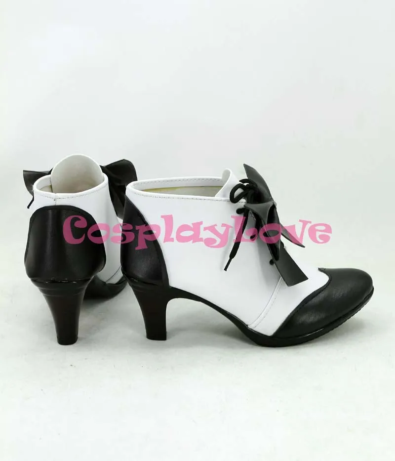 2353 Black Butler Ciel Phantomhive Black & White Hight Heel Cosplay Boots (3)