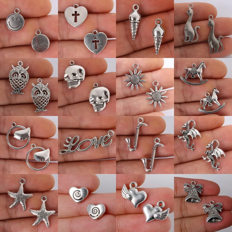 

New Arrival 8pcs/lot Ancient Silver Mixed Type Pendant Zinc Alloy Earrings Jewelry Making DIY Jewelry Accessories