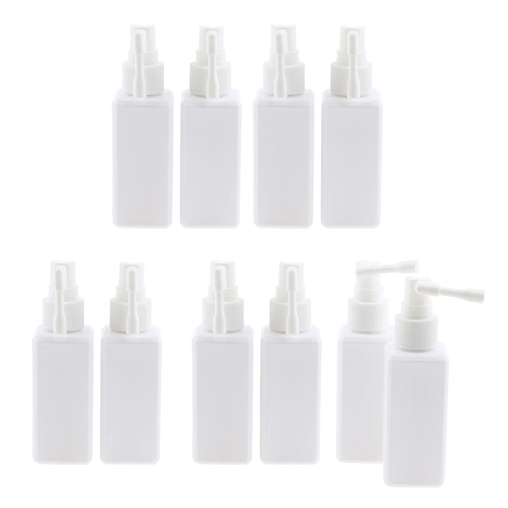 10Pcs Empty Nasal Spray Refillable Bottle Oral Care Mist Atomizer 50mL