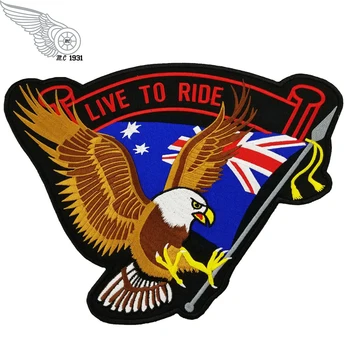 

Flag Hawk Embroidered Iron Patches For Clothing High Quality Full Back Design For Biker