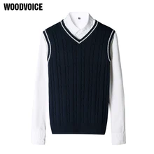 Модная брендовая одежда пуловер Для мужчин свитера v-образным вырезом без рукавов жилет Slim Fit хлопок свитера для Для мужчин верхняя одежда мужской