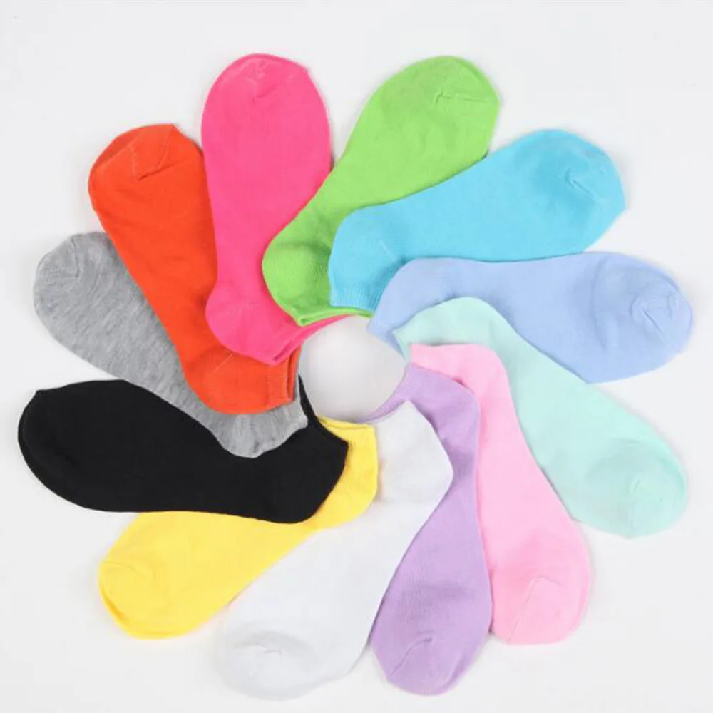 Полезные низкие носки 10 пар/лот для женщин и девочек, яркие цвета, Женские Короткие хлопковые носки-лодочки, черные, белые, серые