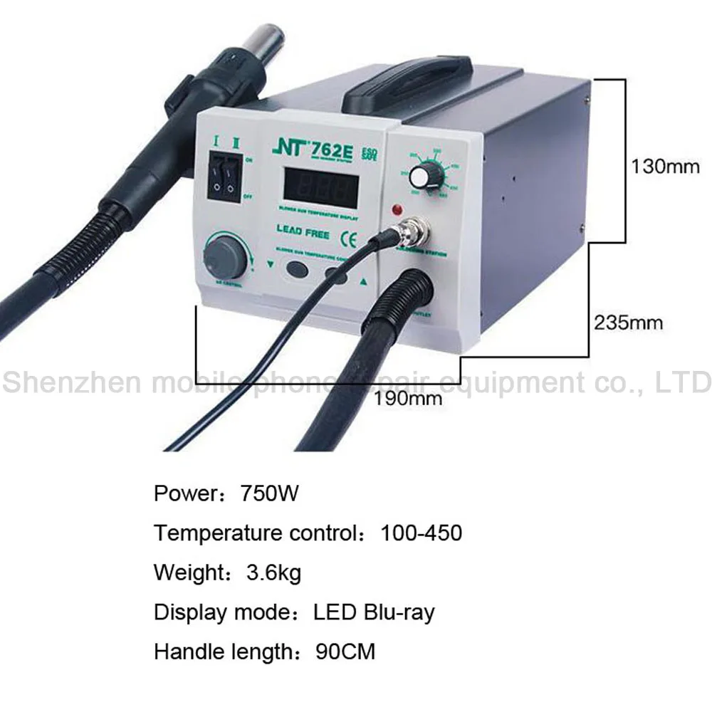2 в 1 762E СВЕТОДИОДНЫЙ Цифровой паяльник регулируемая тепловая пушка паяльная станция Электрический паяльник для телефона PCB cpu сварка
