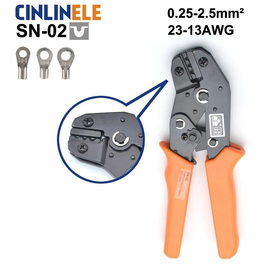 

Free Shipping SN-02 0.25-2.5mm 23-13AWG Mini Type Self Adjustable Crimping Hand Pliers Electrical Wire Terminals Crimper Tools