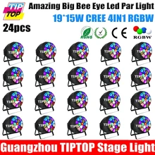 Оптовая Цена 24 Шт 19*15 Вт Led Большой Пчелы Глаза Свет Увеличение Номинальной Света Линейный Диммер DMX512 18CH/22CH/94 Каналов Флэш/Строб