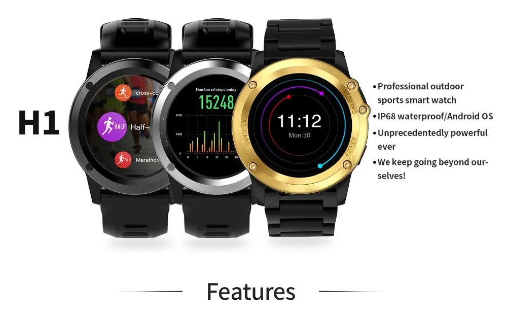 Slimy H1 Android 4,4 OS Смарт-часы водонепроницаемые IP68 плавание 1,39 дюймов MTK6572 Smartwatch телефон Поддержка 3g 2G SIM Wifi gps часы