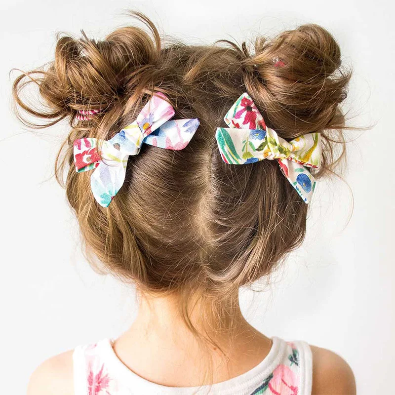 

Cute cotton hair clip fashion flower print hairpin barrettes hairgrip girl Bow BB clip Headwear Bohemian turban Hair Accessories