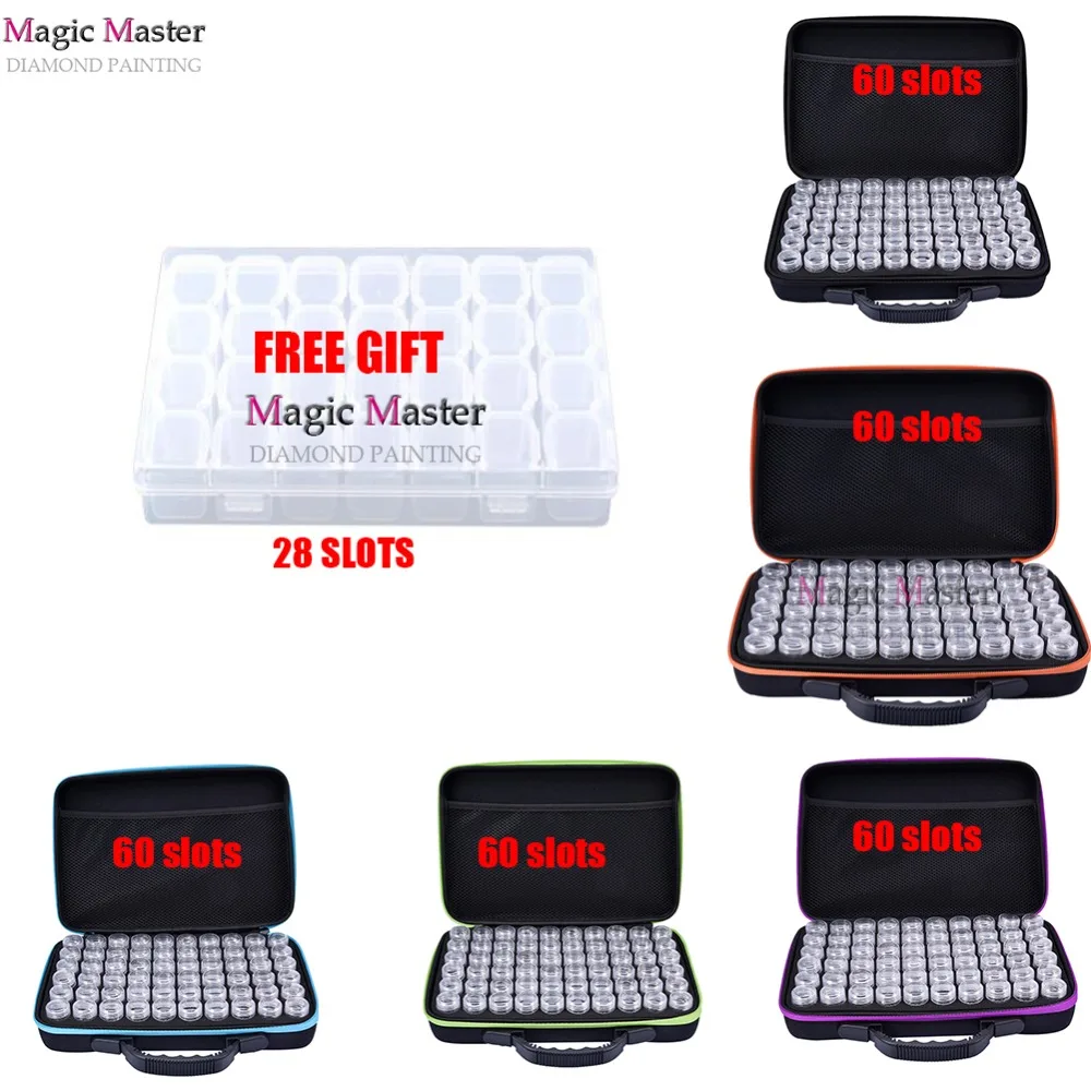 

60Bottles Diamond Painting Box Container Storage Carry Case Holder Storage Hand Bag Zipper Design Shockproof Durable gift 28box