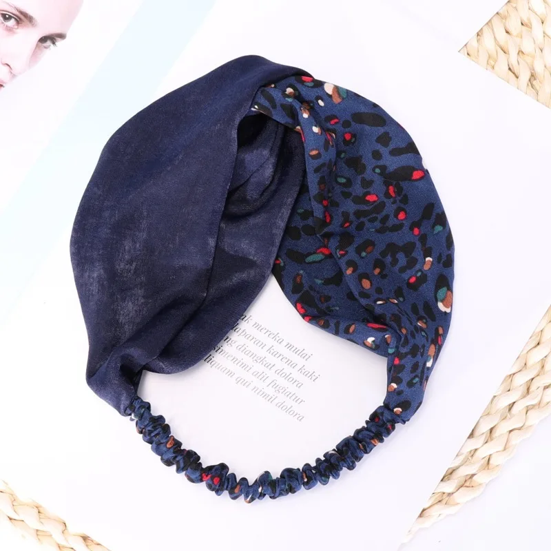 Солнцезащитные очки Leopard Kawaii широкие резинки для волос для женщин Элегантная мода горячая Распродажа Волос Эластичный обруч для волос Boho аксессуары для волос - Цвет: navy blue 1