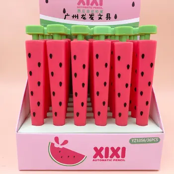 

36 pcs/lot Watermelon Press Mechanical Pencil Cute 0.5 mm Automatic Drawing Pen School writing Supplies Stationery gift