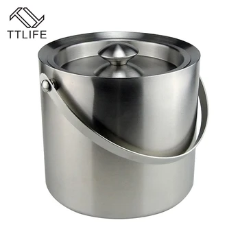 

TTLIFE 2017 New 2L 3L Stainless Steel Double Walled Ice Bucket with Scoop - Barware Serveware for Parties Events Gatherings