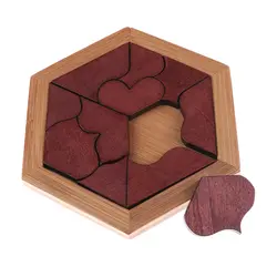 2018 деревянные игрушки в форме сердца Tangram головоломки настольные развивающие раннего обучения деревянные пазлы игры и игрушки для Для