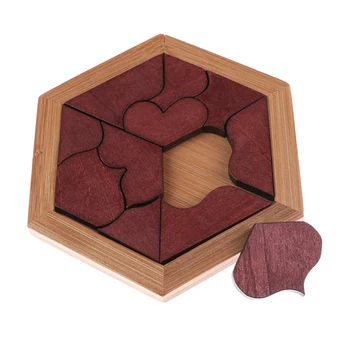 

2018 Wooden toys Heart-shaped Tangram Jigsaw Board Educational Early Learning Wood Puzzles Game Toys for Children Kids Gifts
