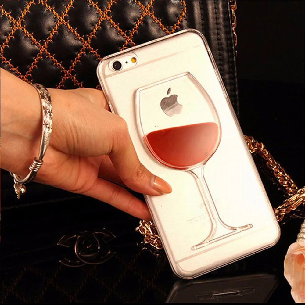 Phone Cases For iPhone XS Max XR X 8 7 6 Cover Liquid Quicksand Red Wine Transparent PC Hard Case For iPhone 8 7 6 6S Plus X XS  (9)