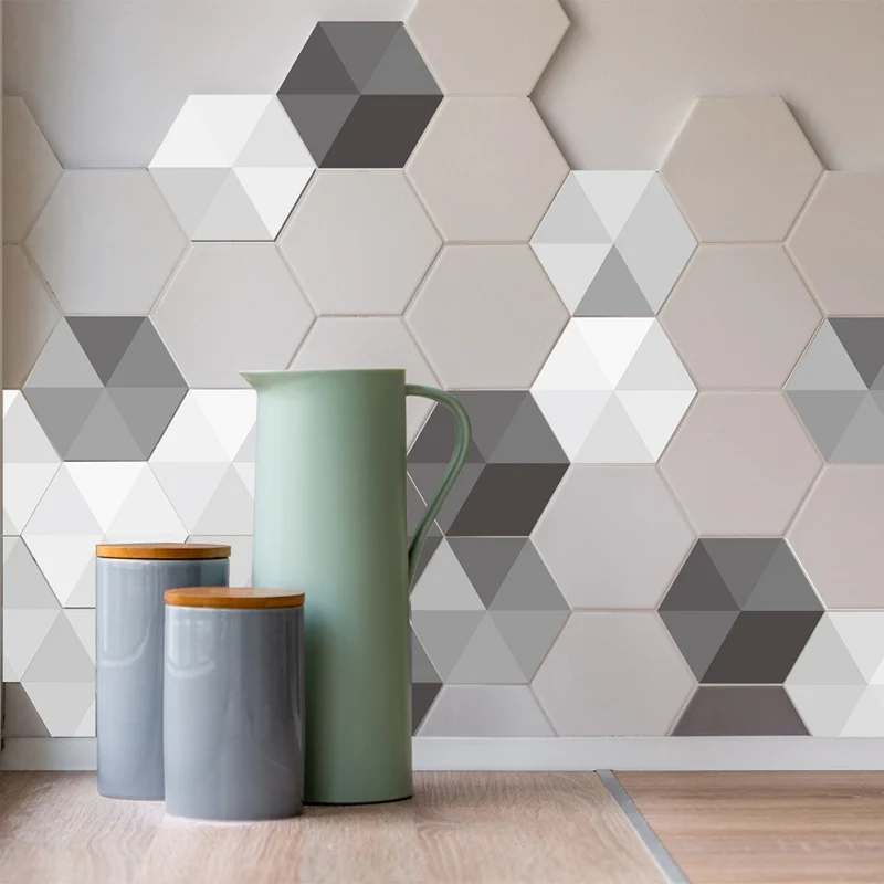 Hexagonal Wall Tile Kitchen Sticker Creative Geometric Wallpaper Hexagonal Wall Tile Kitchen Sticker Creative Geometric Wallpaper Waterproof Bat Angle Plastic Decal Mosaic Stickers 10pcs In From Home