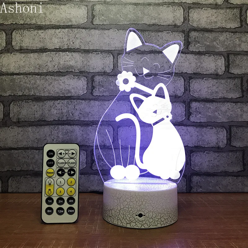 

Cat 3D Table Lamp LED Night Light 7 Colors Changing Bedroom Sleep Lighting Home Decor Gifts